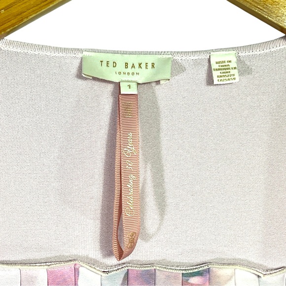 Ted Baker Splendour Pleat Print Back Cardigan in Pale Pink Size 1/ US 4 - Picture 5 of 6